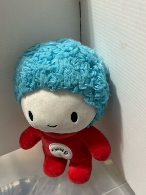 Blue-Haired Red Plush Character Stuffed Toy